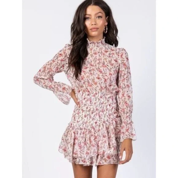 Princess Polly Guetta Mini Dress - Ditsy Floral - White/Pink - US Size 4 - NWT - Picture 1 of 14